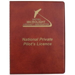Brown plastic cover for NPPL (Microlights) licence